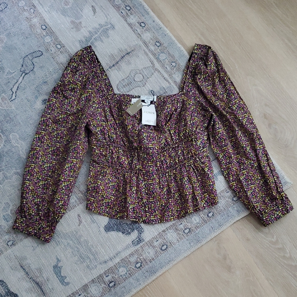 NWT J. Crew x Liberty Fabric Daydream Busy Izzy Floral Print Smocked Top Sz14